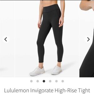 Lululemon Women’s Size 6 Invigorate HR Tight 25” Black Leggings with Pockets
